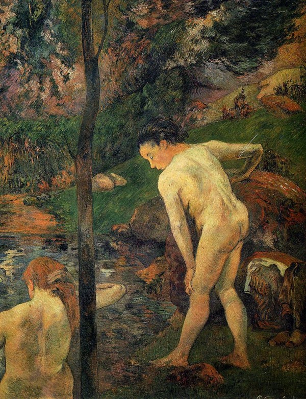 Two Girls Bathing - Paul Gauguin Painting